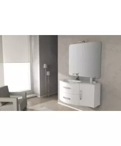 Mobile bagno 'best' bianco con specchio e lavabo in vetro, 104x52x55 cm